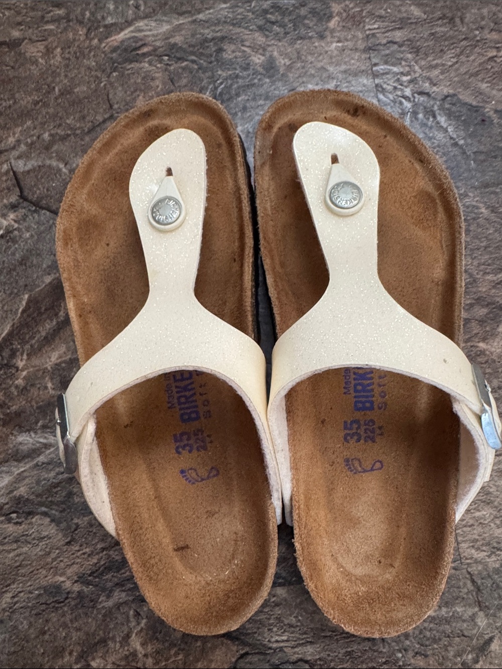 Birkenstock Cream Gizeh Suede-Trim Toe-Post Sandals - Womens